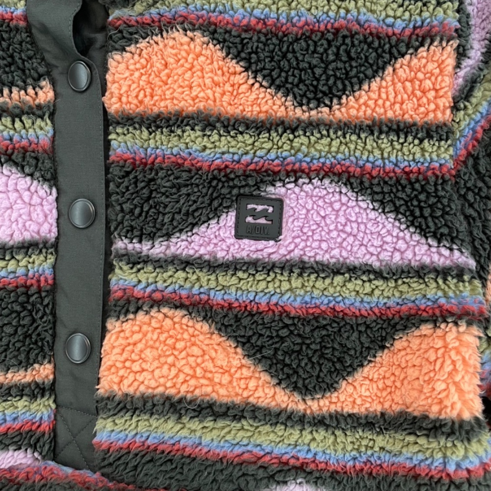 Billabong Pullover Half Snap Sherpa Jacket Multicoloured Women’s Size Large - Picture 10 of 14